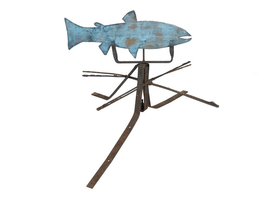 Fish Weathervane In Robin's Egg Blue Paint 2