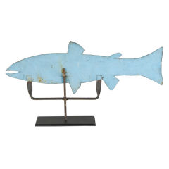 Fish Weathervane In Robin's Egg Blue Paint