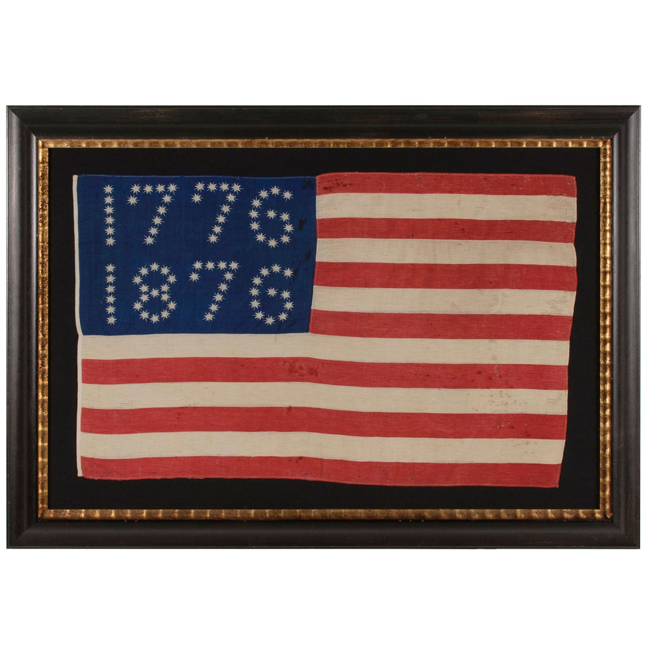 Antiques American Flag with Ten-Pointed Stars That Spell "1776-1876"