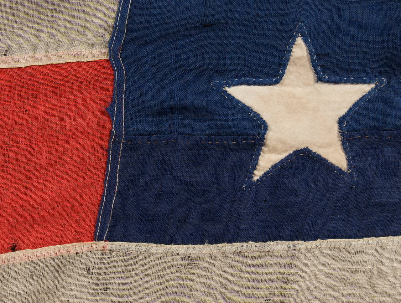 35 Star, Single Appliqued American Flag Signed by a Surgeon, Dr. LP Putnam In Good Condition In York County, PA