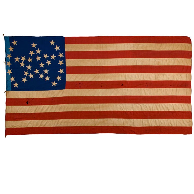 34 Star Flag With A Rare "great Star" Variant, Civil War Period