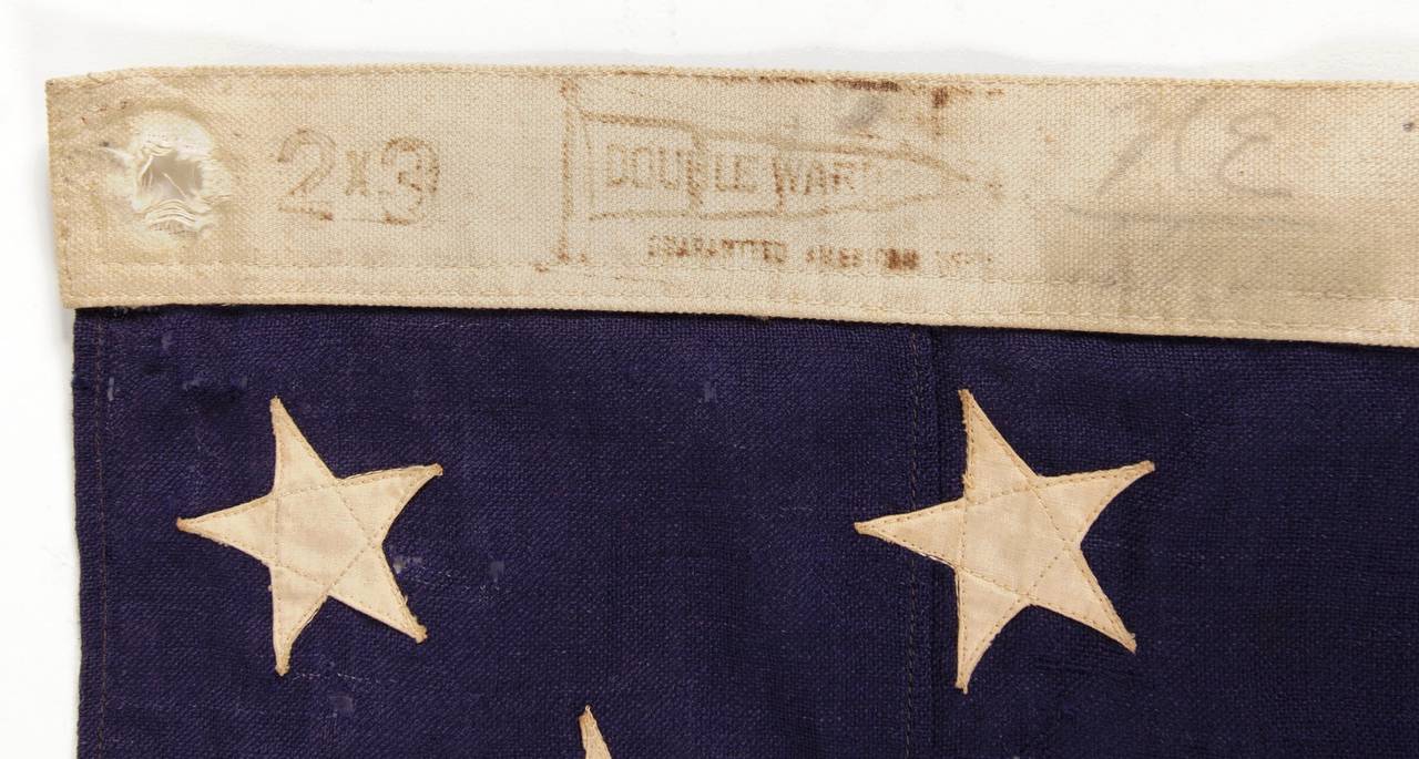 19th Century 13 Star, Antique American Flag with Stars Arranged in a 3-2-3-2-3 Pattern