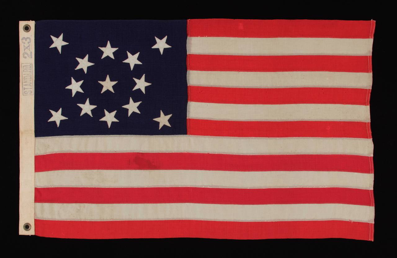 19th Century 13 Star, Medallion Pattern Small Scale Flag