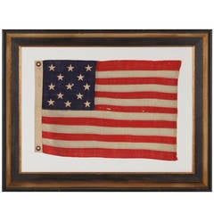 Antique 13 Star Flag with Stars Arranged in a 3-2-3-2-3 Lineal Configuration