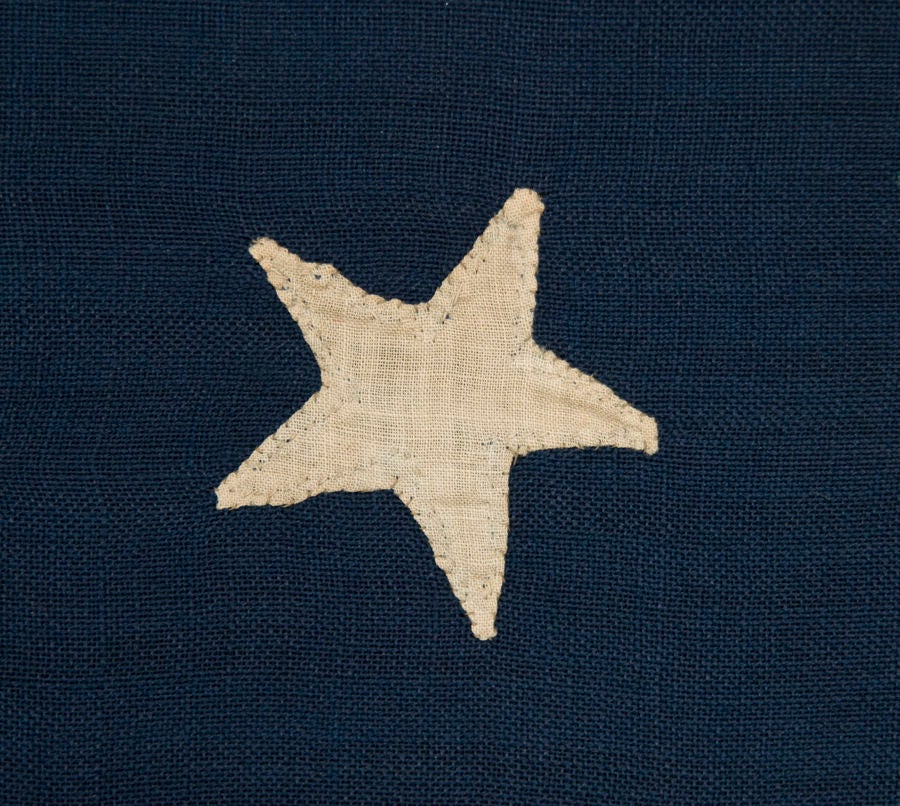 19th Century 38 STAR FLAG WITH SINGLE-APPLIQUED STARS