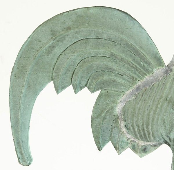 American Rooster Weathervane With Excellent Verdigris Surface