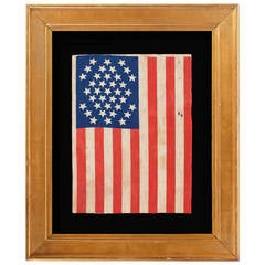 Thirty-Seven Star Flag in a Very Rare Diamond Configuration Antique Thirty-Seven Star Flag in a Very Rare Diamond Configuration