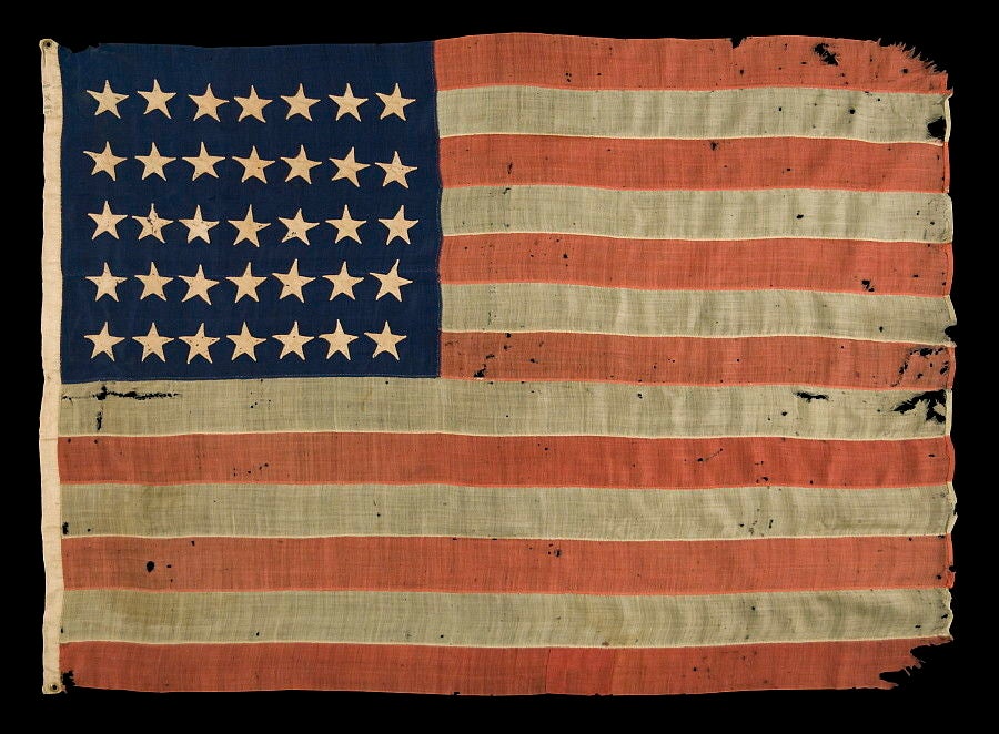 Entirely Hand-sewn Flag Of The Civil War Period, With 35 Stars