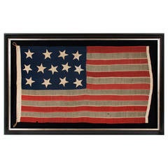 Antique Thirteen Huge Stars on a Strikingly Graphic Flag of the Civil War Era
