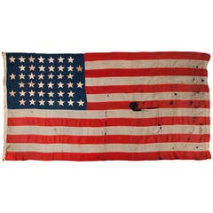 Antique 42 Star Flag Arranged in a Rare Variation of a Notched Design