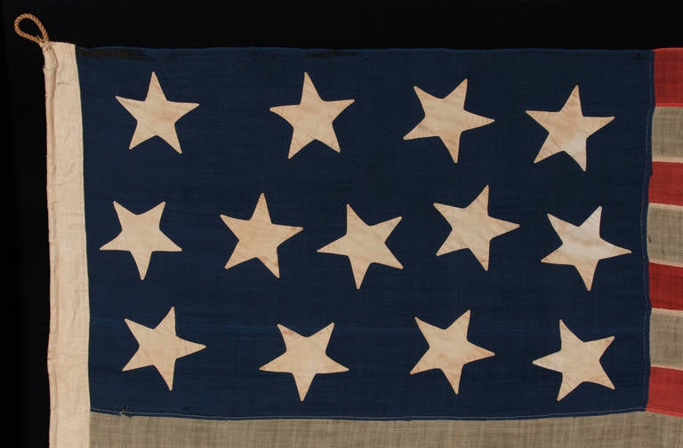 Thirteen Huge Stars on a Strikingly Graphic Flag of the Civil War Era In Good Condition In York County, PA