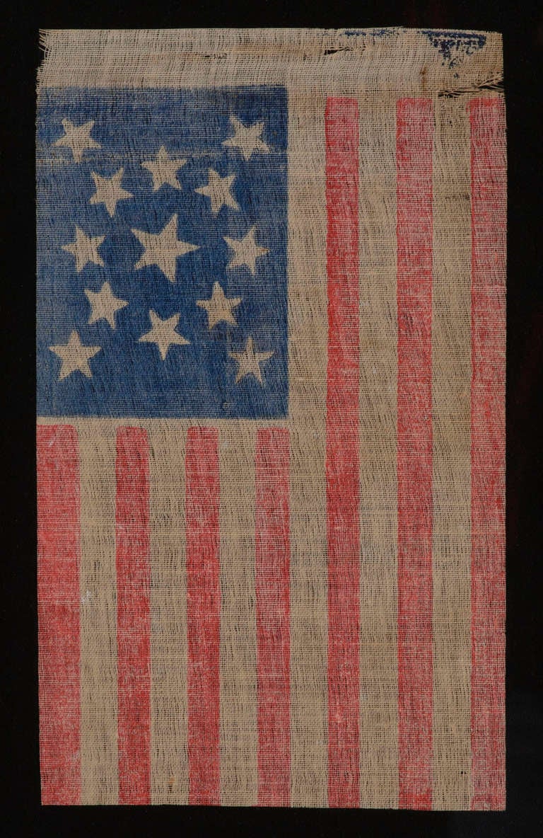 13 Star Antique American Parade Flag, Medallion Configuration, 1876 Centennial