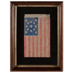 13 Star Antique American Parade Flag, Medallion Configuration, 1876 Centennial