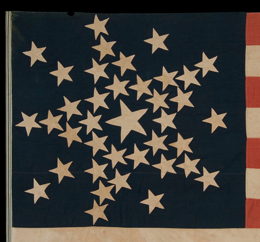 SPECTACULAR 38 STAR FLAG WITH A VERY RARE VARIATION OF THE 
