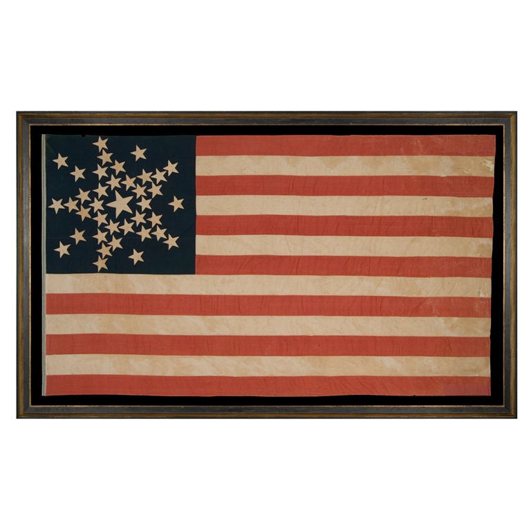 Spectacular 38 Star Flag With A Very Rare Star Variation