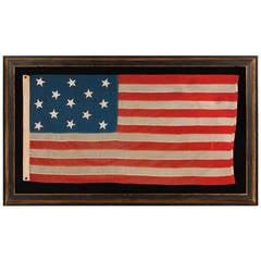 Thirteen Hand-Sewn Stars on a U.S. Navy, Small Boat Ensign Flag