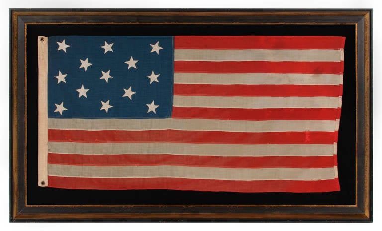 Thirteen Hand-Sewn Stars on a U.S. Navy, Small Boat Ensign Flag