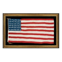 Vintage 48 Stars, An Elongated Homemade Flag With Crude Folk Features