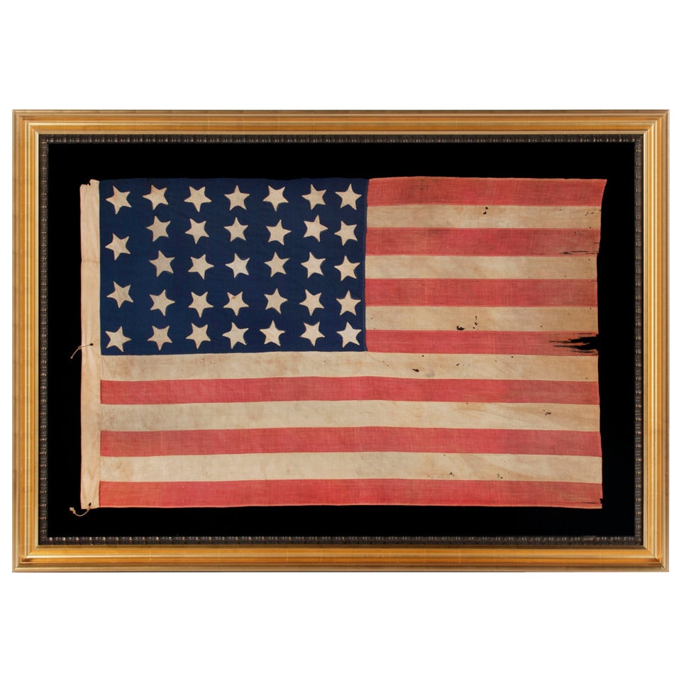34 Stars, Entirely Hand-Sewn, Civil War Period Flag
