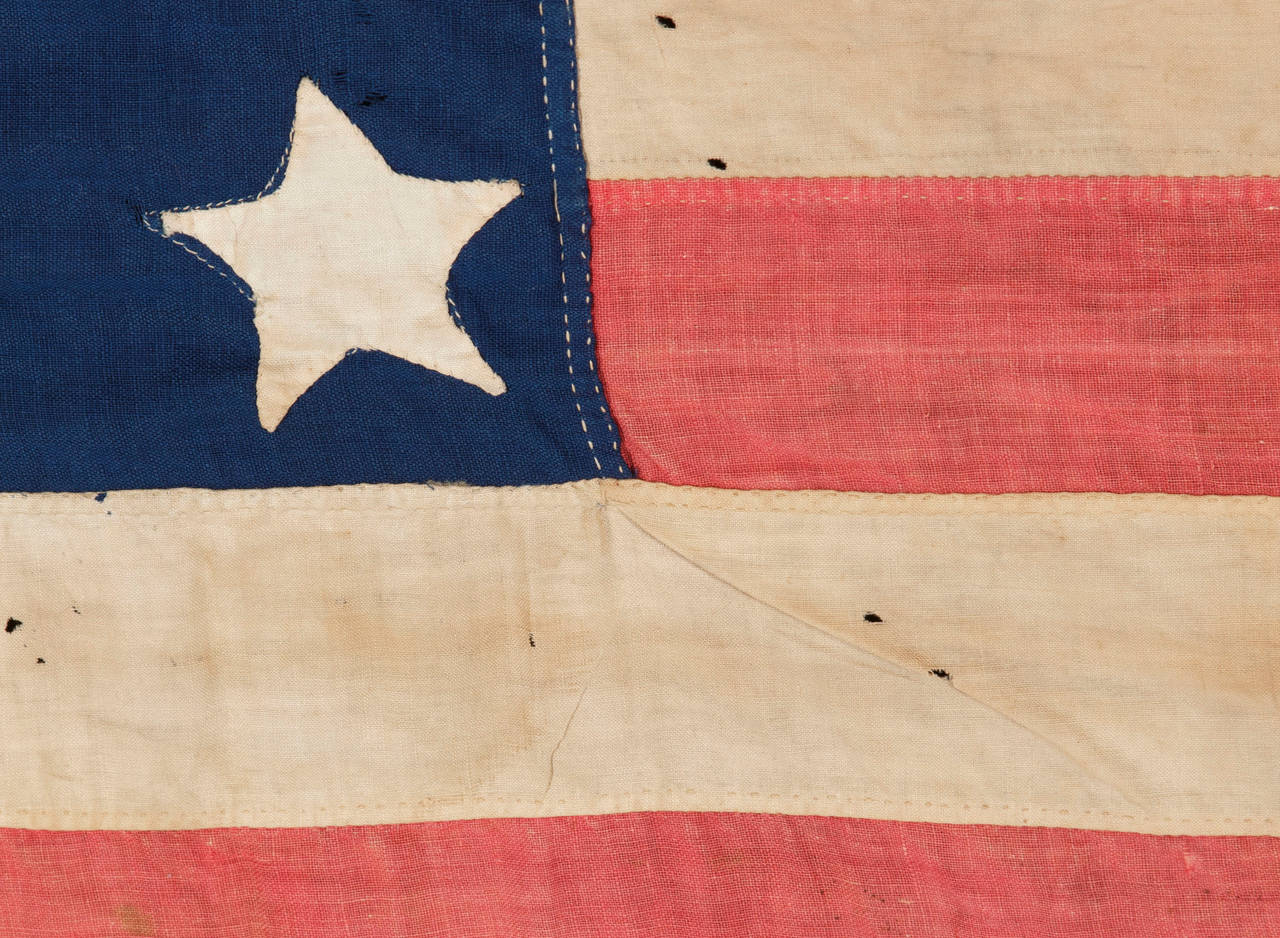 American 34 Stars, Entirely Hand-Sewn, Civil War Period Flag