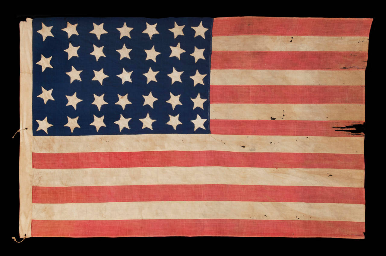 34 Stars, Entirely Hand-Sewn, Civil War Period Flag In Good Condition In York County, PA