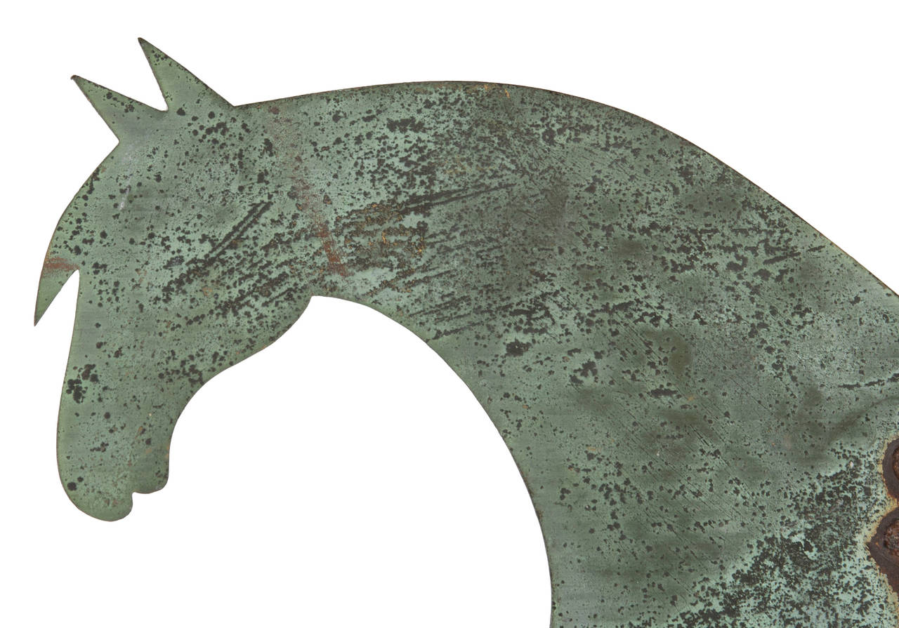 Pferde-Wetterfahne aus Blattbronze mit Eisenbeschlägen im Zustand „Gut“ in York County, PA