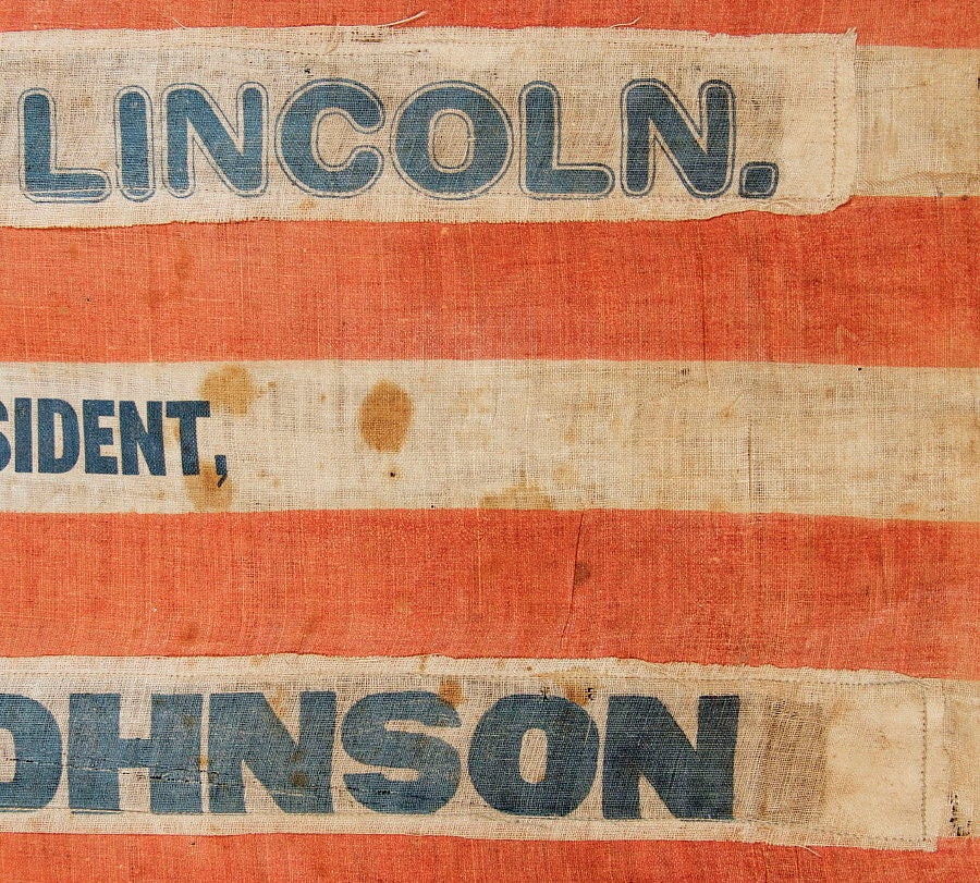 American 1864 Lincoln & Johnson Presidential Campaign Parade Flag