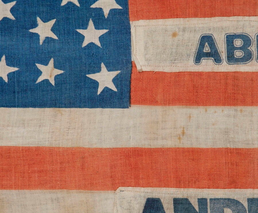 19th Century 1864 Lincoln & Johnson Presidential Campaign Parade Flag