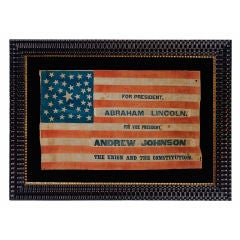 Antique 1864 Lincoln & Johnson Presidential Campaign Parade Flag