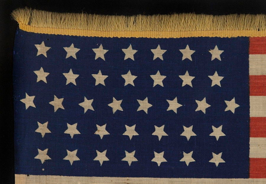 19th Century 36 Star Flag In A Very Odd Lineal Configuration