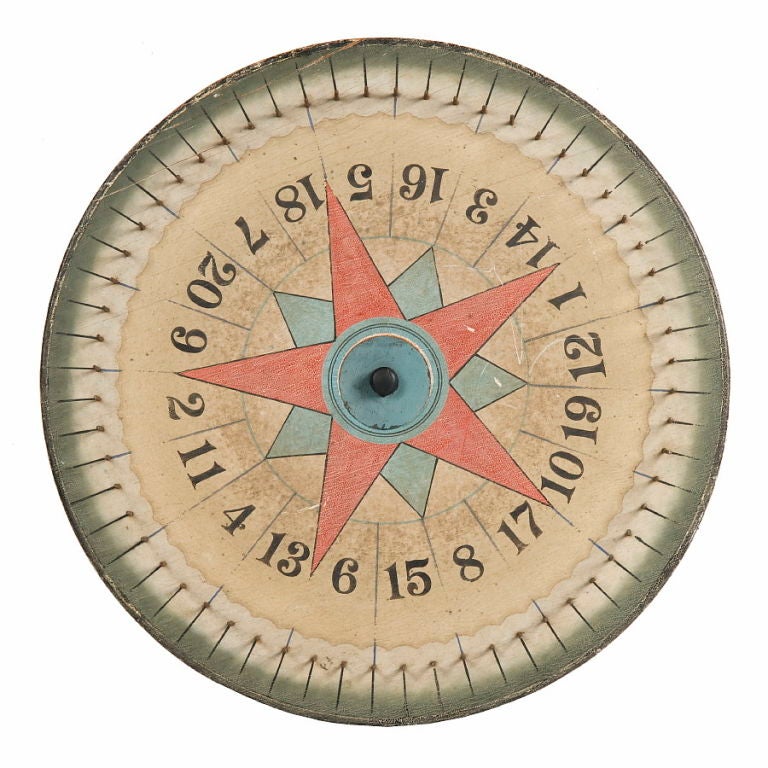 Impressive Two-sided Game Wheel With Red & Blue Stars, Ca 1900: 1