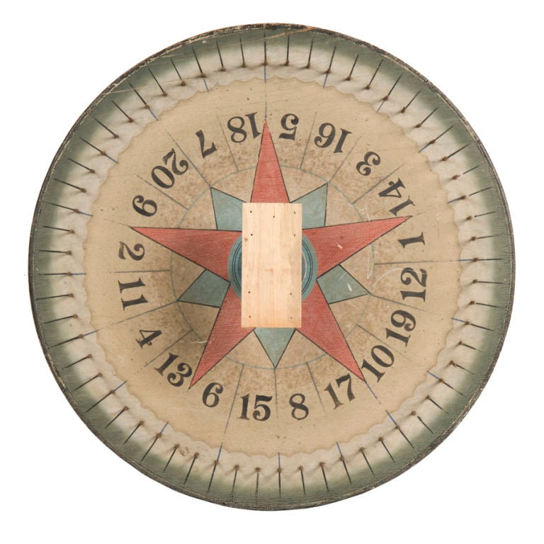 Impressive Two-sided Game Wheel With Red & Blue Stars, Ca 1900: 4