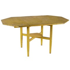 Antique Country Primitive Table in Chrome Yellow Paint, Maine, 1890