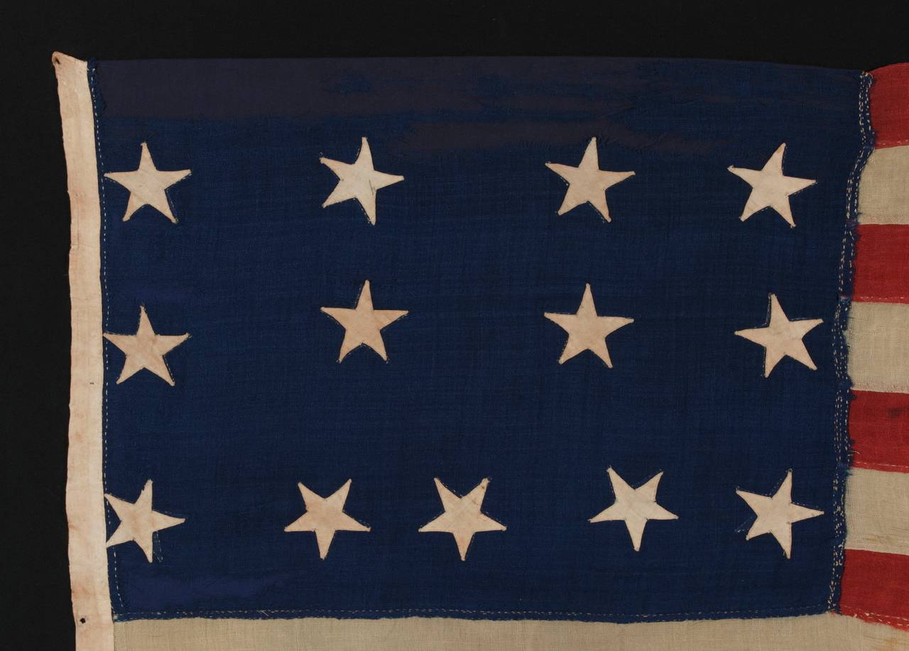 19th Century Exceptionally Rare 13 Star Flag in a 4-4-5 Lineal Pattern