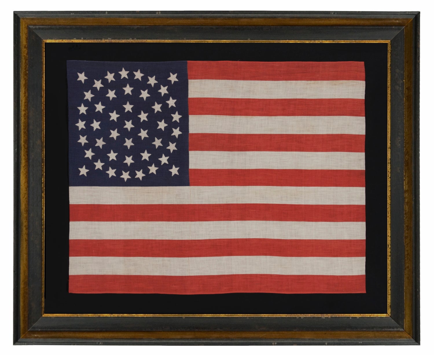 44 Star Antique American Flag, Medallion Pattern, Wyoming Statehood, 1890-96