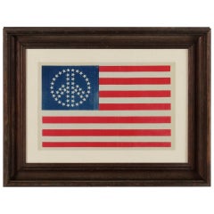 Hippie-Ära:: 52 Star Vintage American Flag Jacke Patch mit Peace Symbol