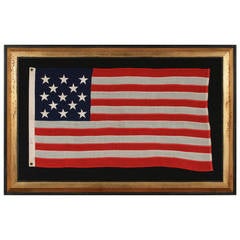 Antique 13 Star Flag Arranged In A 3-2-3-2-3 Pattern, Signed "Flack"