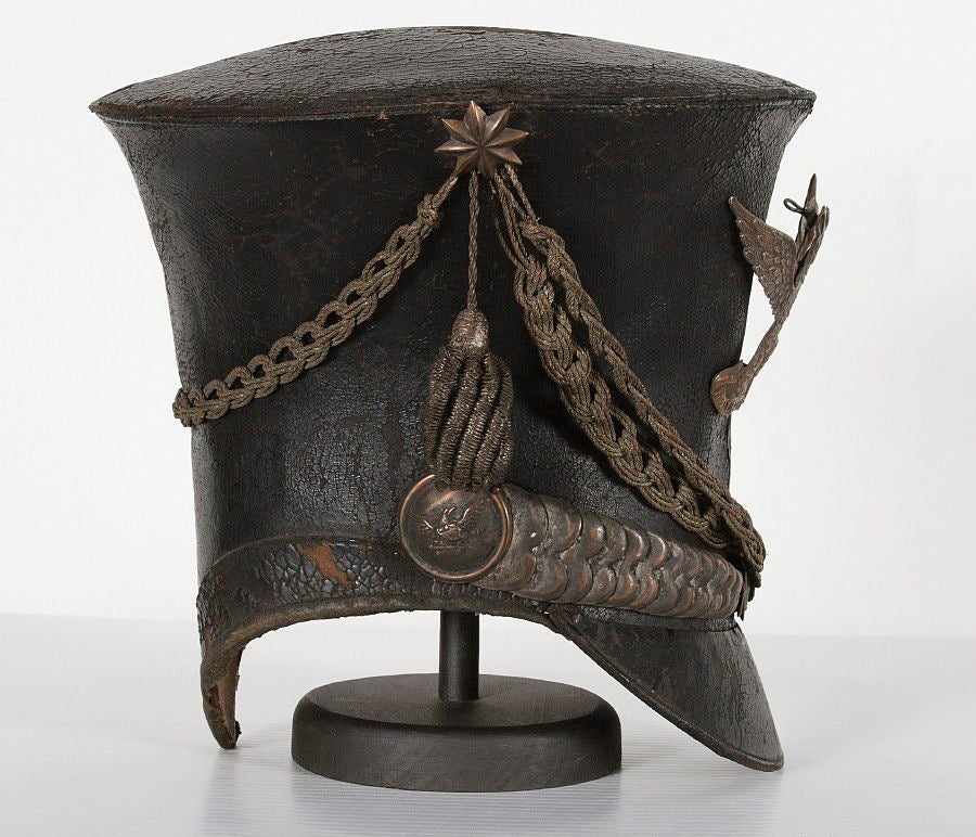 Leather American Military Bell Crown Shako or 