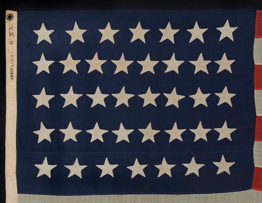 19th Century NYC-Made 38 Star American Flag with Hand-Sewn Stars