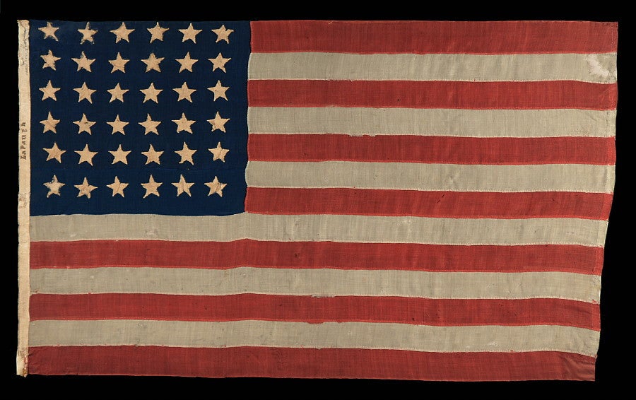 NYC-Made, Entirely Hand-Sewn Flag w/ 36 Stars, Civil War Era