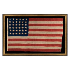 Antique NYC-Made, Entirely Hand-Sewn Flag w/ 36 Stars, Civil War Era