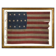 Used Entirely Hand-Sewn, 13 Star Flag in the 4-5-4 Pattern, 1850-63