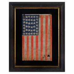 Antique 38 Star Flag With Especially Large Stars With Intertwined Arms