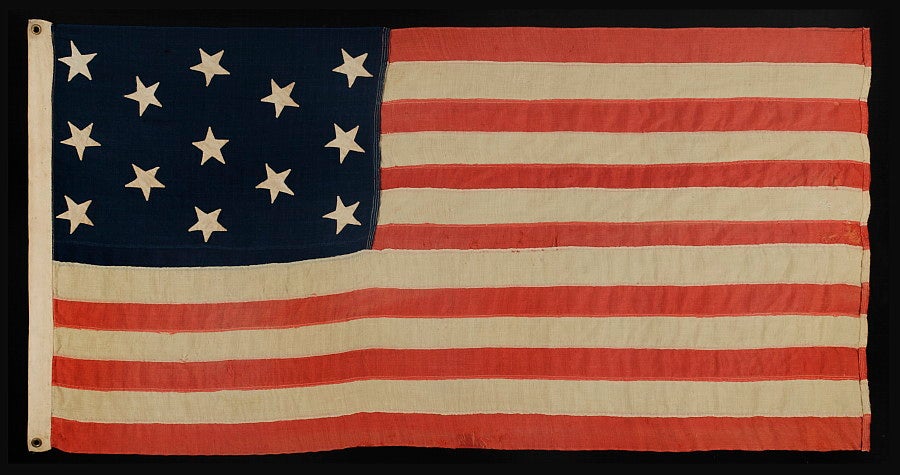 13 Hand-sewn Stars On A U.s. Navy Small Boat Ensign Flag