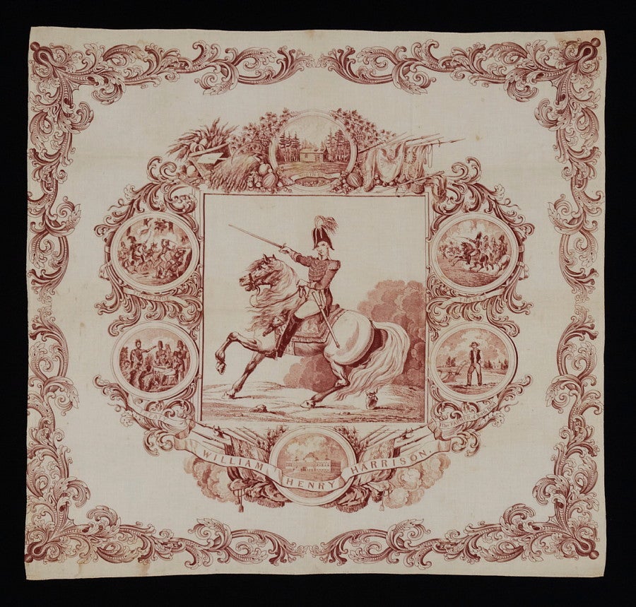 Campaign Kerchief From The 1840 Presidential Run Of W. Harrison