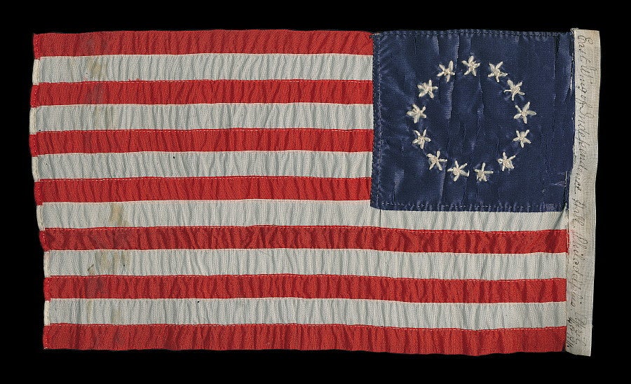 Entirely Hand-sewn 13 Star Flag Made & Signed By Sarah M. Wilson