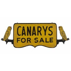 "Canarys For Sale" Trade Sign In Chrome Yellow Paint