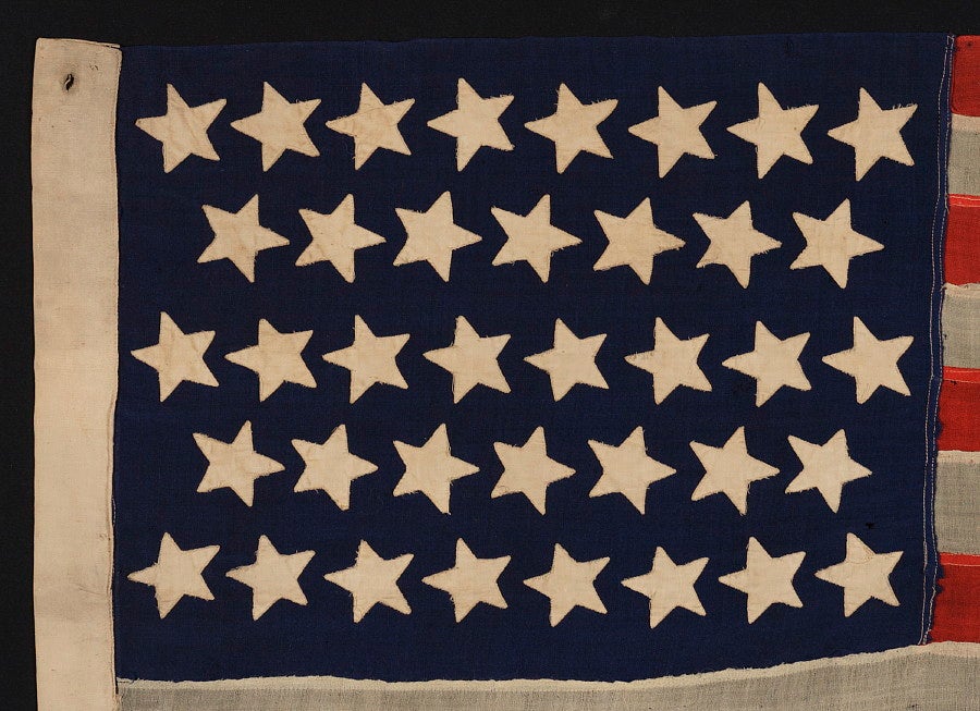 38 Stars In Dancing Rows On A Flag