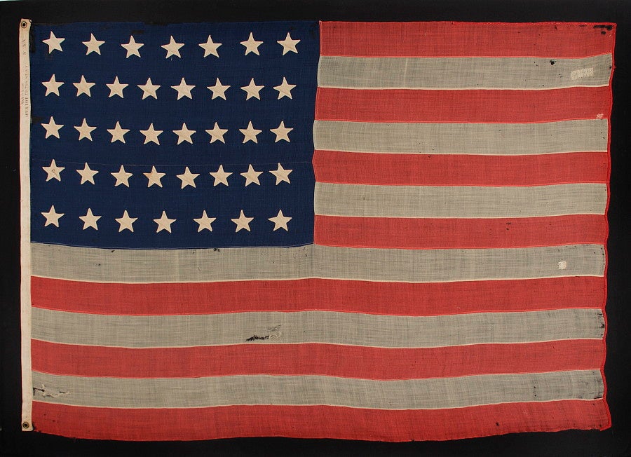 38 Hand-Sewn, Single-Appliqued Stars On a Flag 2