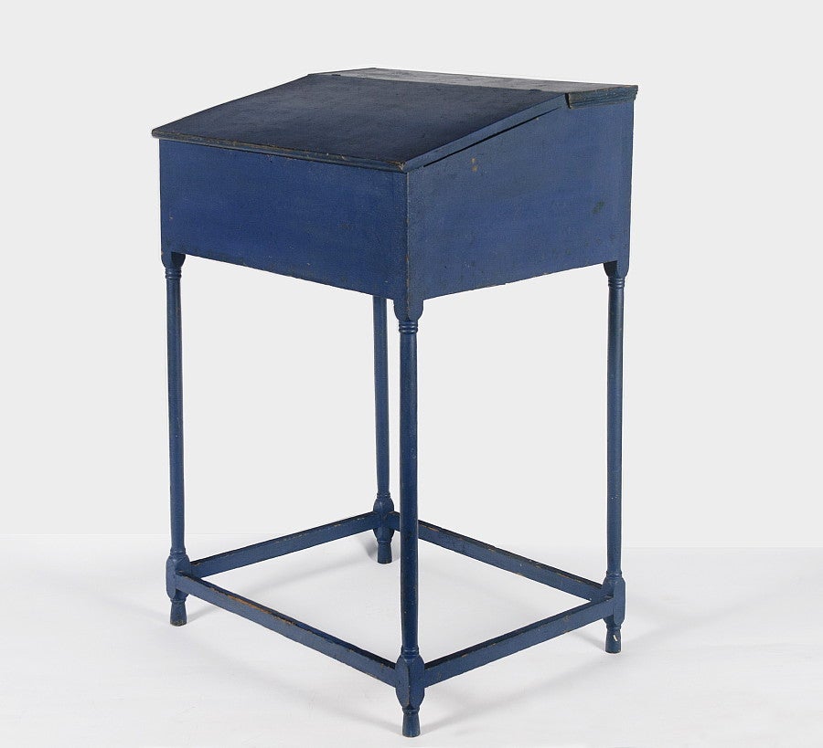 Blue Painted Stand-up Desk, Likely Of Maine Origin